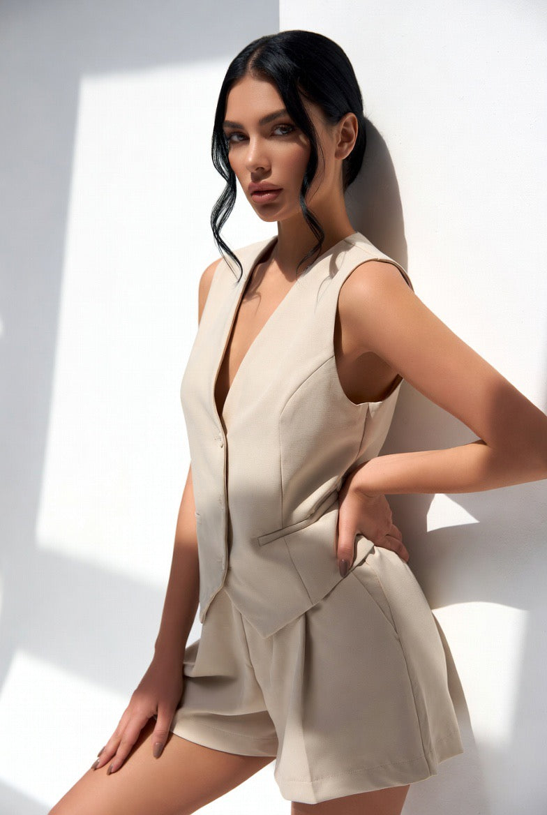 Sleeveless Vest Shorts Casual Suit